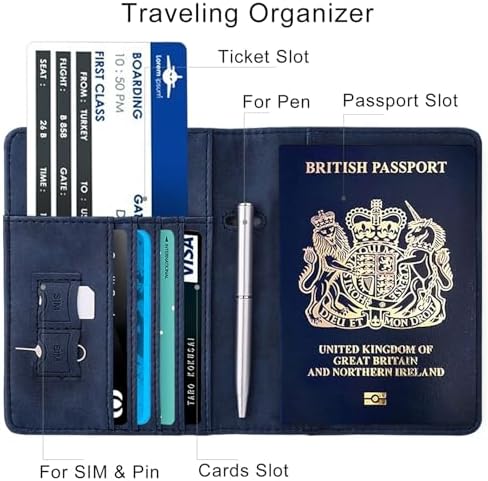 WALNEW Passport Holder, PU Leather Travel Passport Cover Wallet, RFID Passport Case with Card Holder, Travel Essentials for Women Men - Image 4