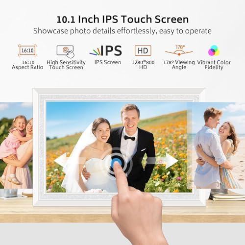 Frameo WiFi Digital Photo Frame 10.1 Inch - 1280x800 HD IPS Touch Screen Picture Frame Electronic, 32GB Memory, Auto Rotate, Wall Mountable, Digital PictureFrame for Sharing Photos and Videos - Image 3