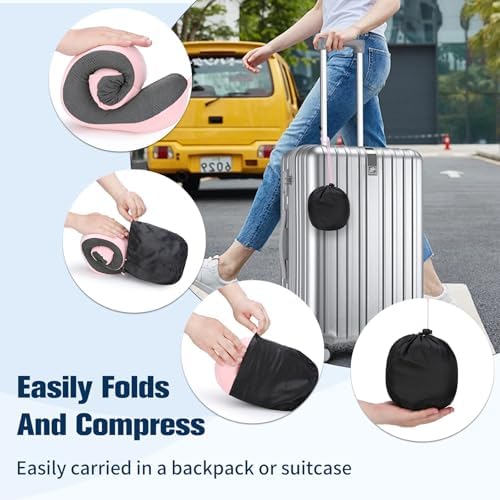 Cirorld Travel Pillow for Airplane, Neck Pillow for Travel, Memory Foam Travel Neck Pillow for Adults, Adjustable & Compact Flight Pillow, Ergonomic Neck Cushion, With Ear Plugs, Eye Mask, Carry Bag - Image 9