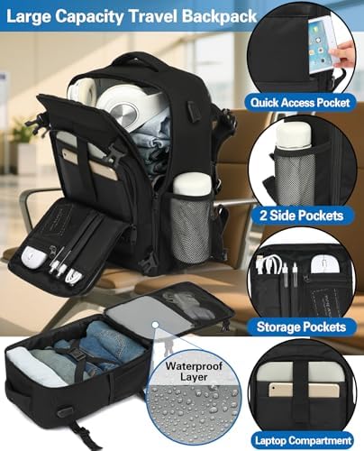 KLOSTAIN Cabin Bags 40x20x25 for Ryanair Underseat Travel Backpack Hand Luggage Carry-ons Bag Cabin Size 20L for Airplanes Flight Ruscksack Black - Image 4
