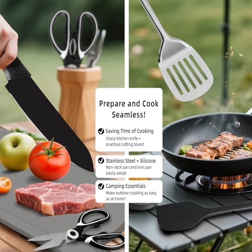 Camping Essentials Accessories, 11 Pcs Cooking Utensils Set, Camping Utensils Set, Lightweight Portable Camping Gear Equipment for Car Kitchen Caravan Outdoor Hiking Picnic Rv - Image 5