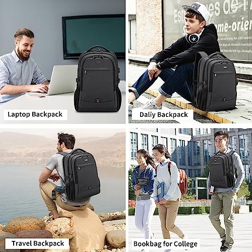 DUSLANG Travel Laptop Backpack, Work Bag Laptop Bag with USB Charging Port, Anti Theft Business Backpack, College School Rucksack for Men and Women, Fits 17 Inch, Black - Image 9