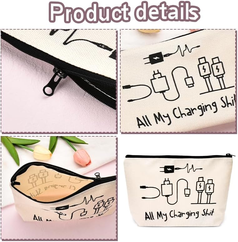 Charging Cable Organiser Bag All My Charging Stuff Bag for Travel Backpack Funny Makeup Bag Gifts for Women Men Charger Organiser with Zipper Toiletry Pouch Gift for Friends Daughter Son - Image 4