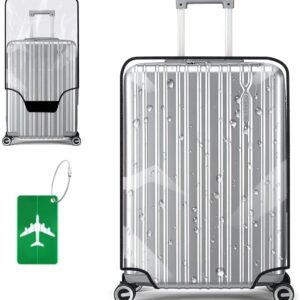 Flintronic Travel Luggage Clear PVC Cover, Luggage Cover Reusable, Suitcase Cover Washable, 30 Inch Suitcase Protective Cover, with Luggage Tag*1