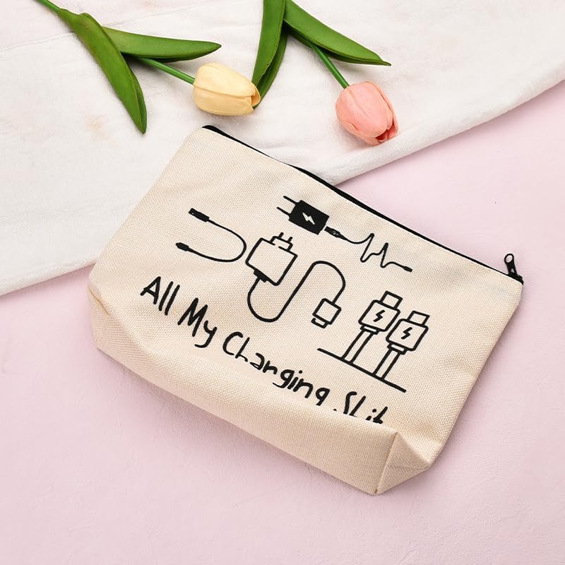 Charging Cable Organiser Bag All My Charging Stuff Bag for Travel Backpack Funny Makeup Bag Gifts for Women Men Charger Organiser with Zipper Toiletry Pouch Gift for Friends Daughter Son - Image 2