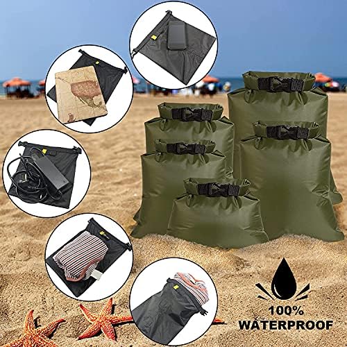 KAHEIGN 5Pcs Waterproof Dry Bags, 1.5L /2.5L /3.5L /4.5L /6L Lightweight Dry Sacks Portable Dry Bag for Outdoor Hiking Fishing Camping Use (Green) - Image 6