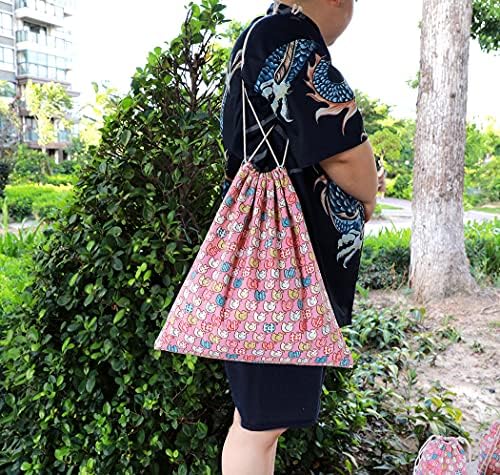 4 pcs Drawstring Storage Bag Set for Baby Stuff, Travel Home Accessories - Pink Elephant - Image 7