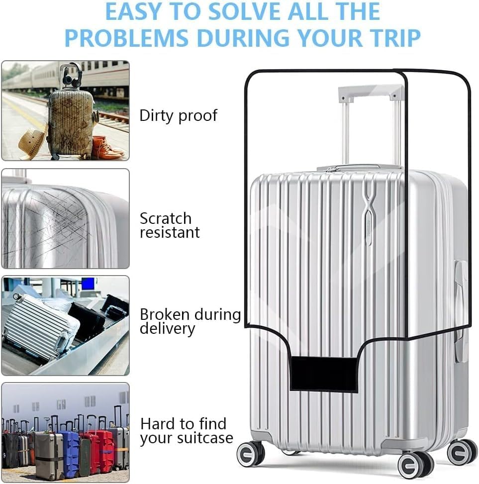 Flintronic Travel Luggage Clear PVC Cover, Luggage Cover Reusable, Suitcase Cover Washable, 30 Inch Suitcase Protective Cover, with Luggage Tag*1 - Image 6
