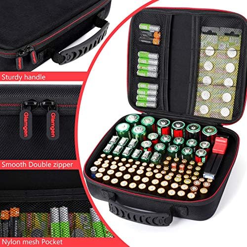 Glamgen battery Organizer Storage Case with Tester BT168 - Hard Case Holds 104 AA AAA C D 9V, Storage Box with Capacity Indicator (Batteries Not Included) - Image 3