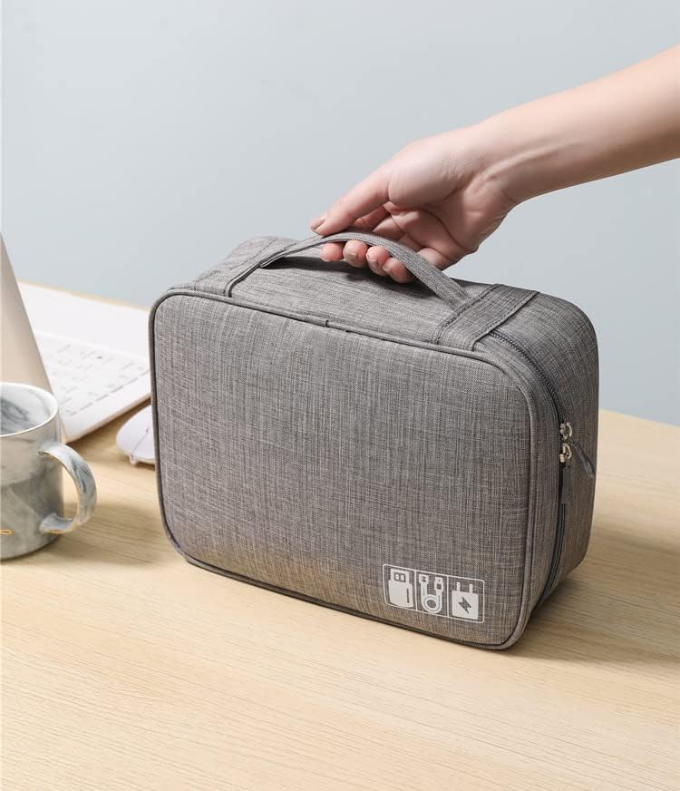 BSLVWG Travel Electronics Accessories Organiser Case,Portable Pouch Gadget Bag for 10.5'' iPad Pro,iPad air,Power Adapter Chargers,Cables,Power Bank, Mouse,Headphone,Kindle,USB Flash Drive (Gray) - Image 7