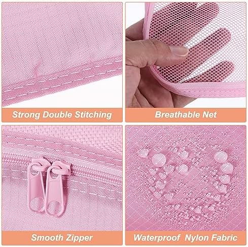 PATIKIL 6 Set Packing Cube Travel Storage Bags Packing Luggage Organizer Bag Waterproof Clothing Laundry Bag Shoe Bag for Suitcases Travel Accessories, Pink - Image 3
