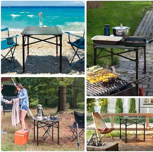 VILLEY Camping Table Folding, Lightweight Roll Up Aluminum Camp Table with Carry Bag, Adjustable Height Portable Outdoor Table for Picnic, Beach, Hiking, Fishing, Medium - Image 9