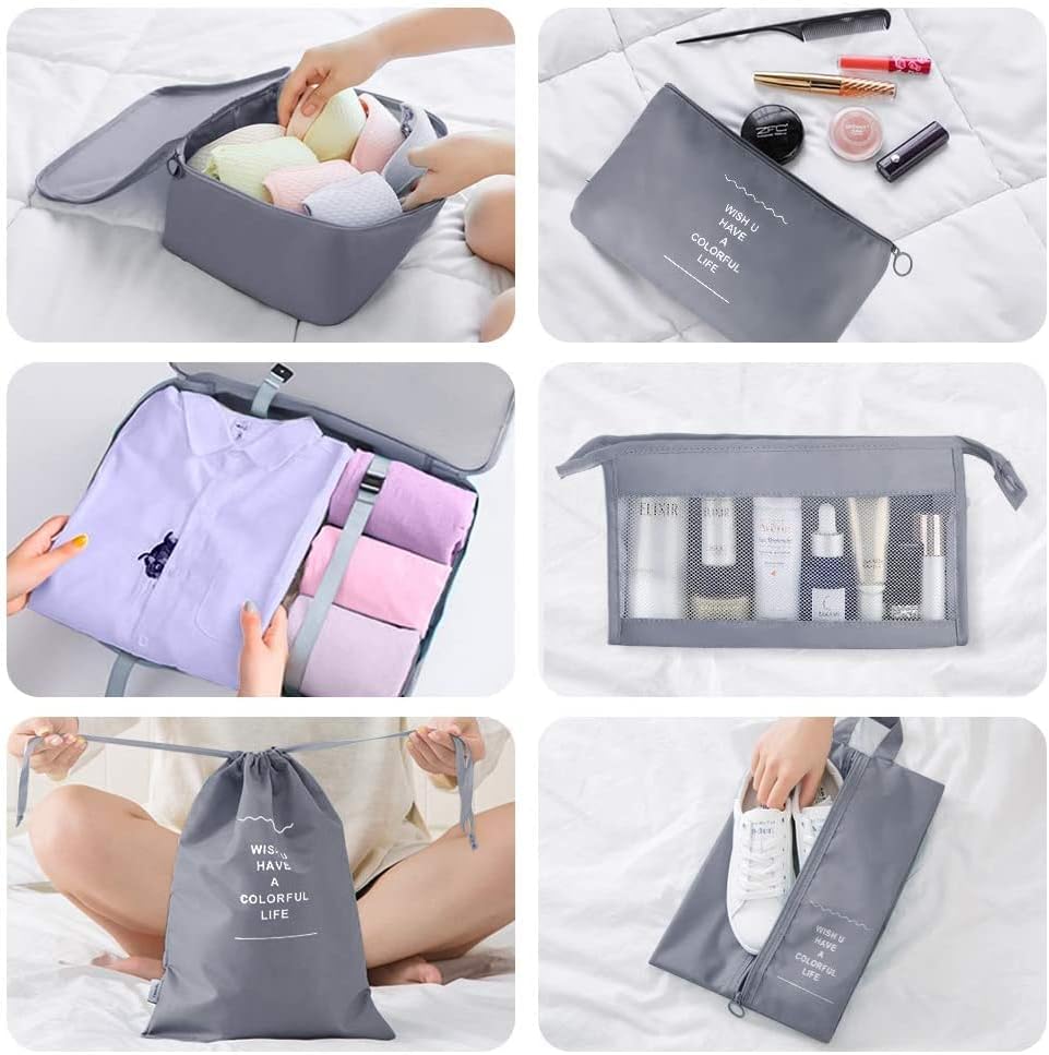 Packing Cubes for Suitcase,Geediar 9 PCS Travel Luggage Packing Organizers Waterproof Travel Essentials Bag Clothes Shoes Cosmetics Toiletries Storage Bags(a-Grey) - Image 3