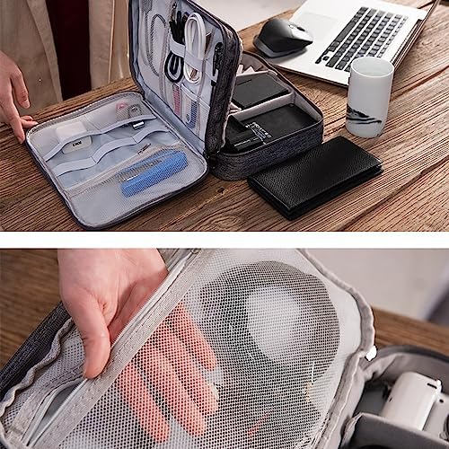 HCFGS Travel Cable Organiser Bag,Accessories Organizer Bag Extra Large 3-Layers Universal Carry Travel Gadget Bag for Power Bank, Data Cable (Black) - Image 6