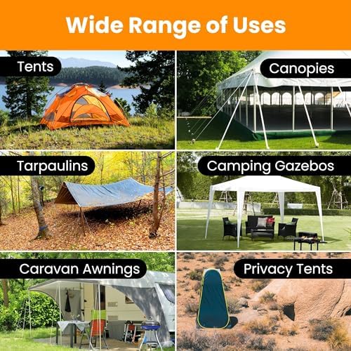 Heavy Duty Tent Pegs - 20cm x 20 Pack Orange Hard Ground Tent Pegs, Camping Pegs, Awning Peg for outdoors, Strong Galvanized Steel with Storage Case and Peg Remover - Image 5