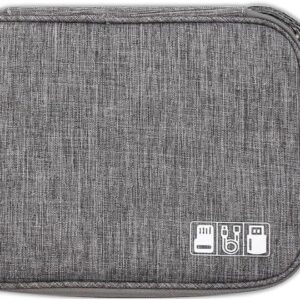 DDUP Cable Organiser Bag,Travel Cable Bag, Electronics Accessories Organizer, Airplane Travel Essentials Gadget Storage with Handle for Power Bank, Memory Card, Chargers and Hard Disk(Grey)