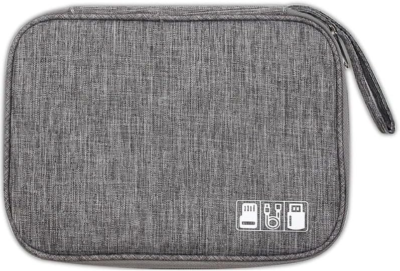 DDUP Cable Organiser Bag,Travel Cable Bag, Electronics Accessories Organizer, Airplane Travel Essentials Gadget Storage with Handle for Power Bank, Memory Card, Chargers and Hard Disk(Grey)