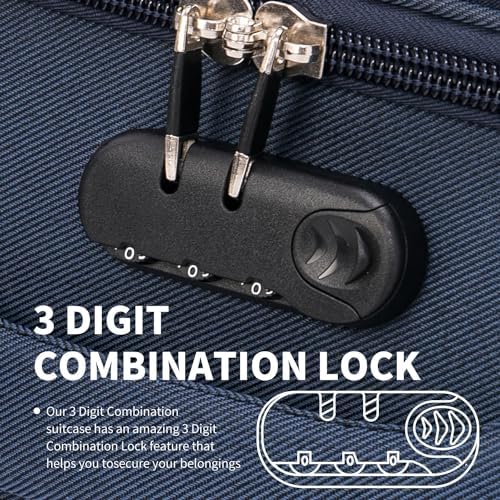 FLYMAX 24" Medium Super Lightweight 4 Wheel Suitcase Luggage Expandable with Wheels Navy - Image 5