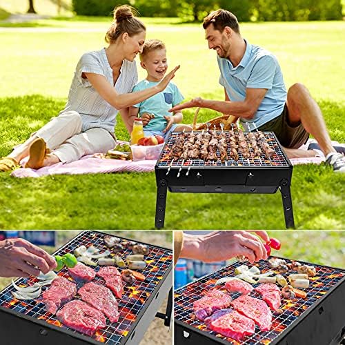 BBQ Barbecue Grill, Portable Foldable Charcoal Grill for Outdoor, Stainless Steel BBQ Tabletop Smoker for Picnic, Garden, Terrace, Camping, Travel, Hiking - Image 7