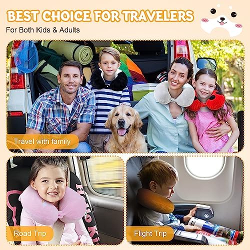 Cirorld Kids Travel Pillow Cute Neck Pillow Traveling Memory Foam Airplane Pillow with Sleep Mask Animal Flight Head Rest Neck Support for Cars Long Flights Sleeping Girls Boys-dog - Image 4