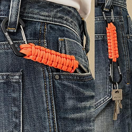 BRAVESHINE Keychain with Snap Hook Carabiner Clips, Paracord Keychain Carabiner Clips with Locking D Ring Hooks Hangers, Heavy Duty Lanyard Key Chain for Car Keys, Backpack, Tools, Men, Women - Image 3