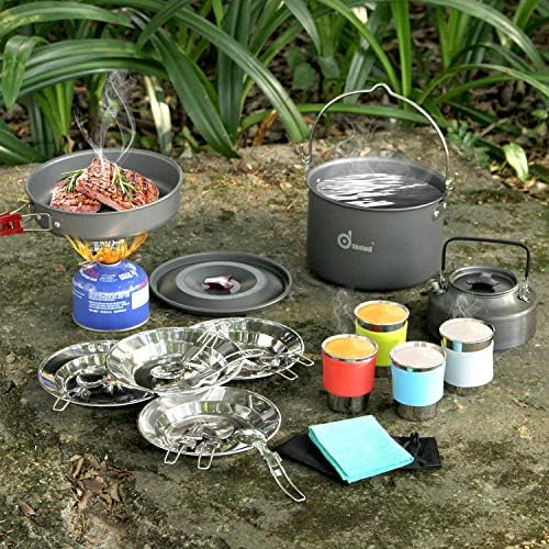 Odoland Camping Cookware Kit for 3-4 People Portable Stainless steel Cooking Set for Camping, Backpacking, Outdoor Cooking and Picnic - Image 7