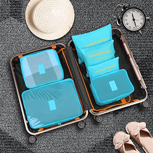 6PCS Packing Cubes for Travel Luggage Organiser Bag Compression Pouches Clothes Suitcase, Packing Organizers Storage Bags for Travel Accessories, Light Blue - Image 2