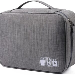 BSLVWG Travel Electronics Accessories Organiser Case,Portable Pouch Gadget Bag for 10.5'' iPad Pro,iPad air,Power Adapter Chargers,Cables,Power Bank, Mouse,Headphone,Kindle,USB Flash Drive (Gray)