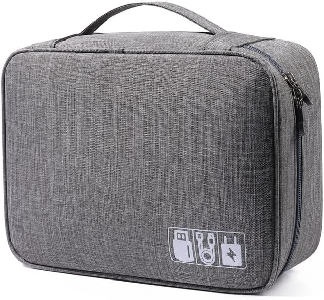 BSLVWG Travel Electronics Accessories Organiser Case,Portable Pouch Gadget Bag for 10.5'' iPad Pro,iPad air,Power Adapter Chargers,Cables,Power Bank, Mouse,Headphone,Kindle,USB Flash Drive (Gray)