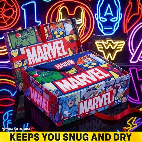 Get Trend Marvel Hooded Towels for Boys, Cotton Bath & Beach Towel Poncho, Soft & Absorbent Kids Hooded Shower Swimming Wrap & Changing Robe, Travel Holiday Essentials (Multi Marvel) - Image 5